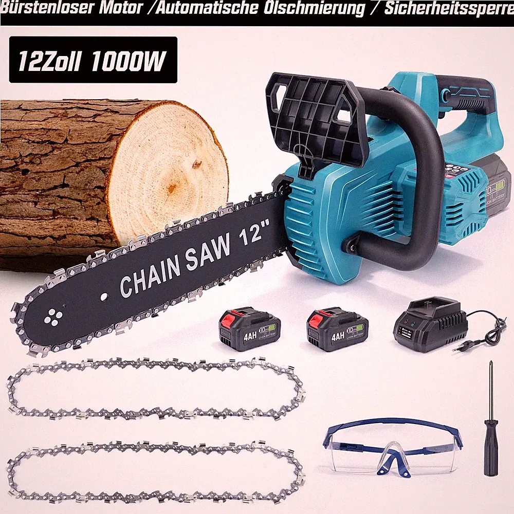 1000W Elektro-Kettensäge 20m/s Kompatibel mit Makita Akku für Gartenholz Äste DE