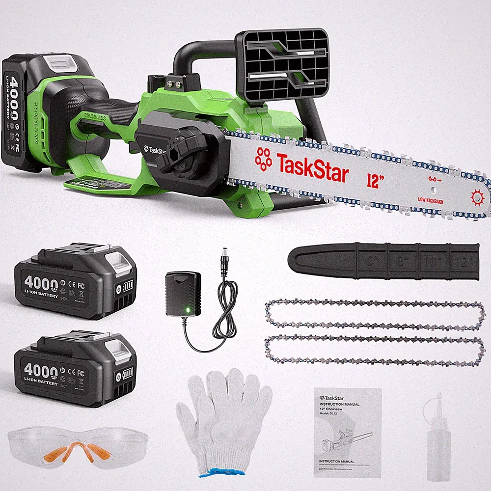 12" 30cm Akku Kettensäge Set, Bürstenlose Elektrokettensäge mit Akku + Ladegerät