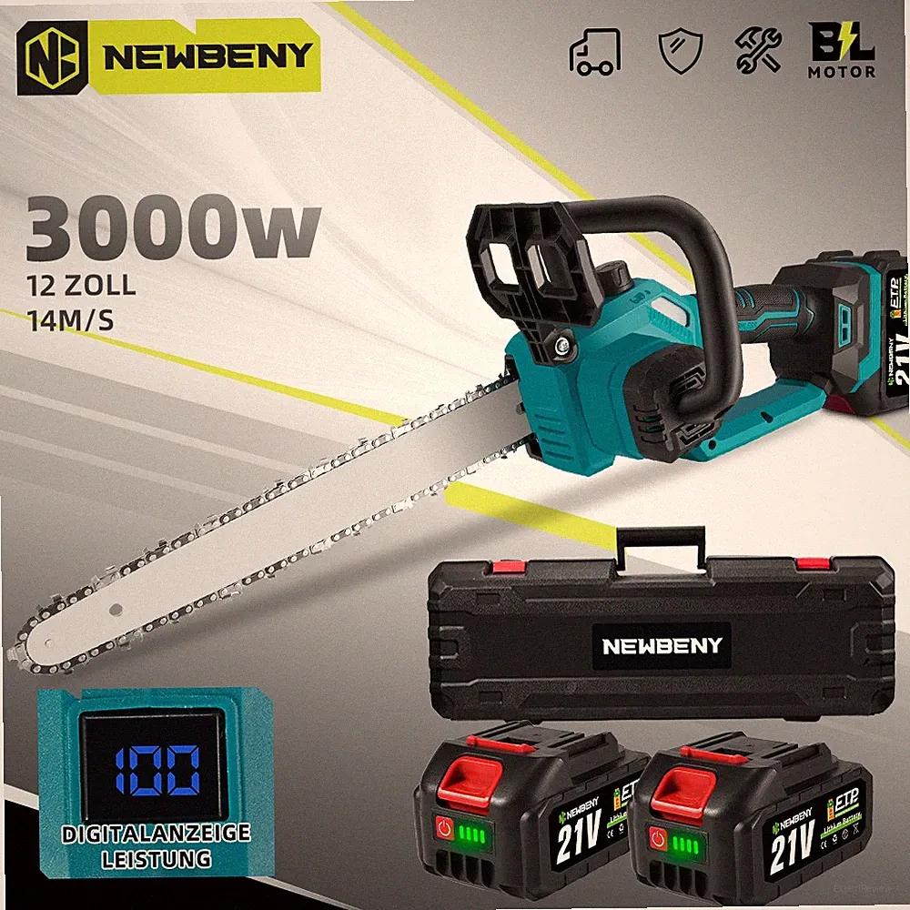 12 Zoll Elektro Kettensäge Akku Motorsäge Baumsäge mit 0、2 Akkus Für Makita 18V