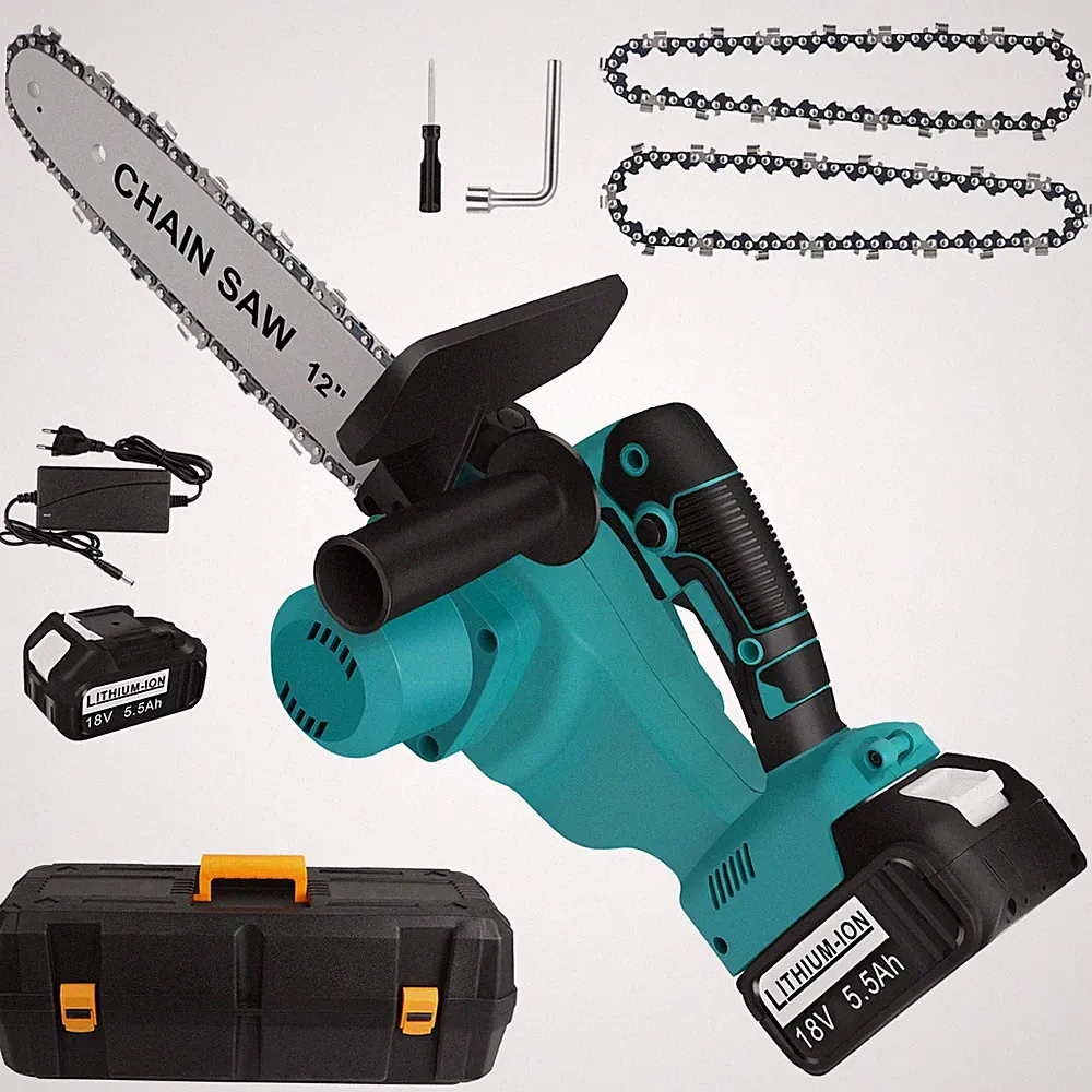 12 Zoll w/ 5,5Ah Akku Elektro Kettensäge Handkettensäge Baumsäge für Makita 18V