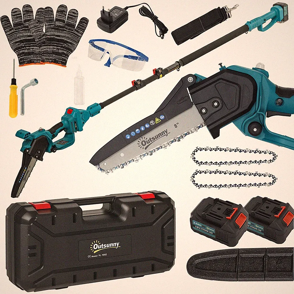 2-in-1 Akku 580W Hochentstaster für Garten Baumschnitt Bürstenlos 124-250cm