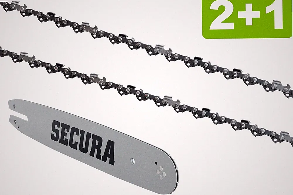 2 Sägeketten + Schwert passend für Ferrex 40-V-Akku | 30cm 3/8LP 45TG 1,3mm