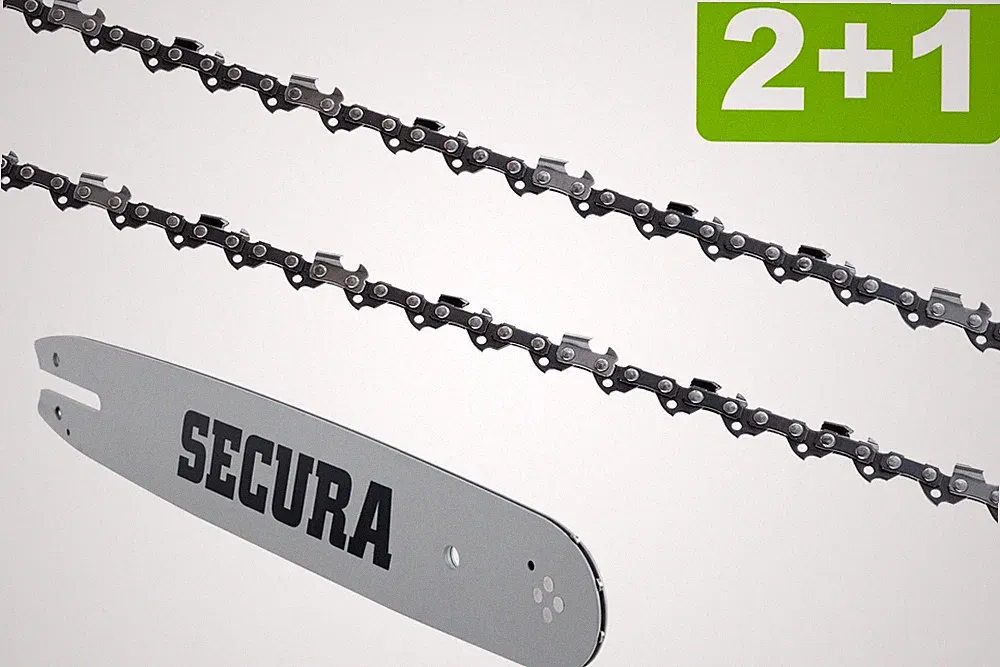 2 Sägeketten + Schwert passend für Ferrex 40-V-Akku | 30cm 3/8LP 45TG 1,3mm