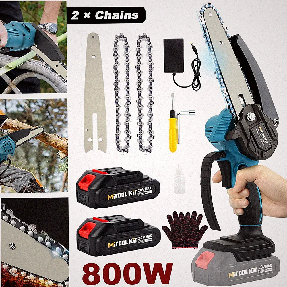 20V Mini Akku Kettensäge Set 6 Zoll Einhandsäge Astsäge mit 2 Akkus & Zubehör