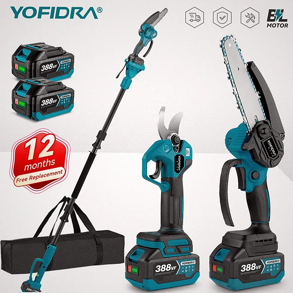 21V 4IN1 Akku Kettensäge Teleskop Hochentaster Gartenschere Mit Akkus Für Makita