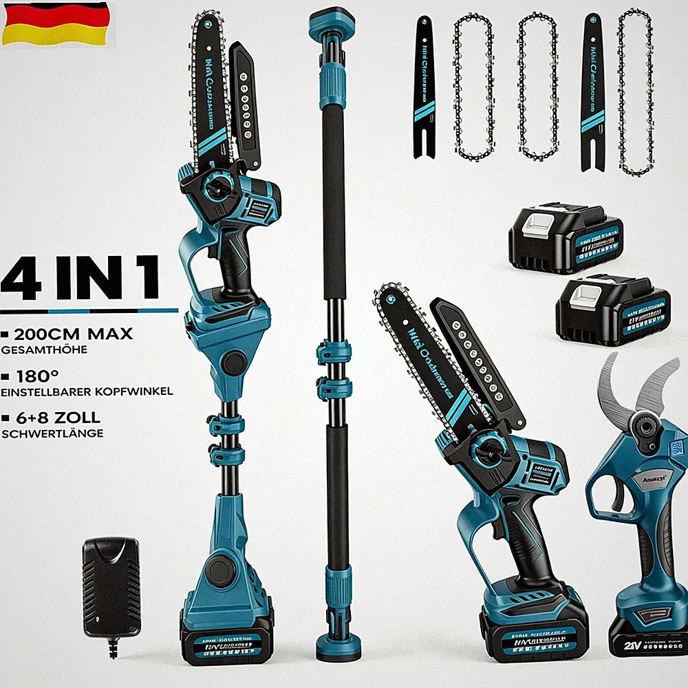 21V Akku Kettensäge 4IN1 Teleskop Astsäge Hochentaster Akku Astschere Für Makita