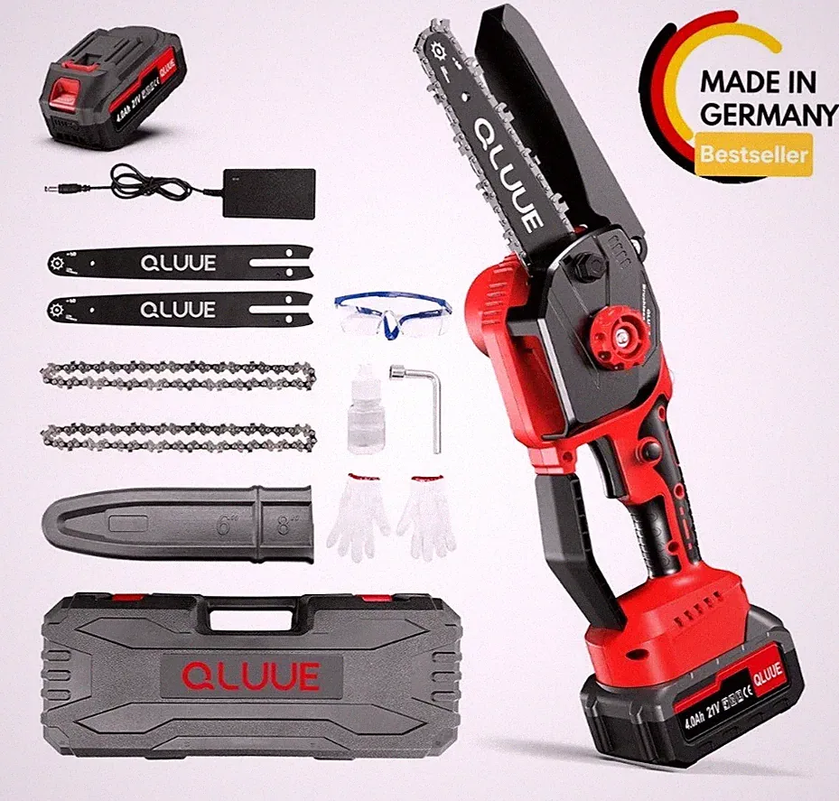 22 cm Akku-Kettensäge 4000mAh, 1150W, mit Zubehör für Garten & Holz