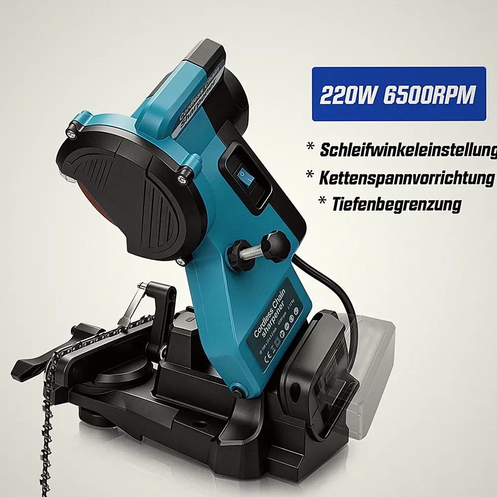 220W 6500RPM Sägekettenschärfgerät Schleifwinkeleinstellung für MAKITA 18V Akku