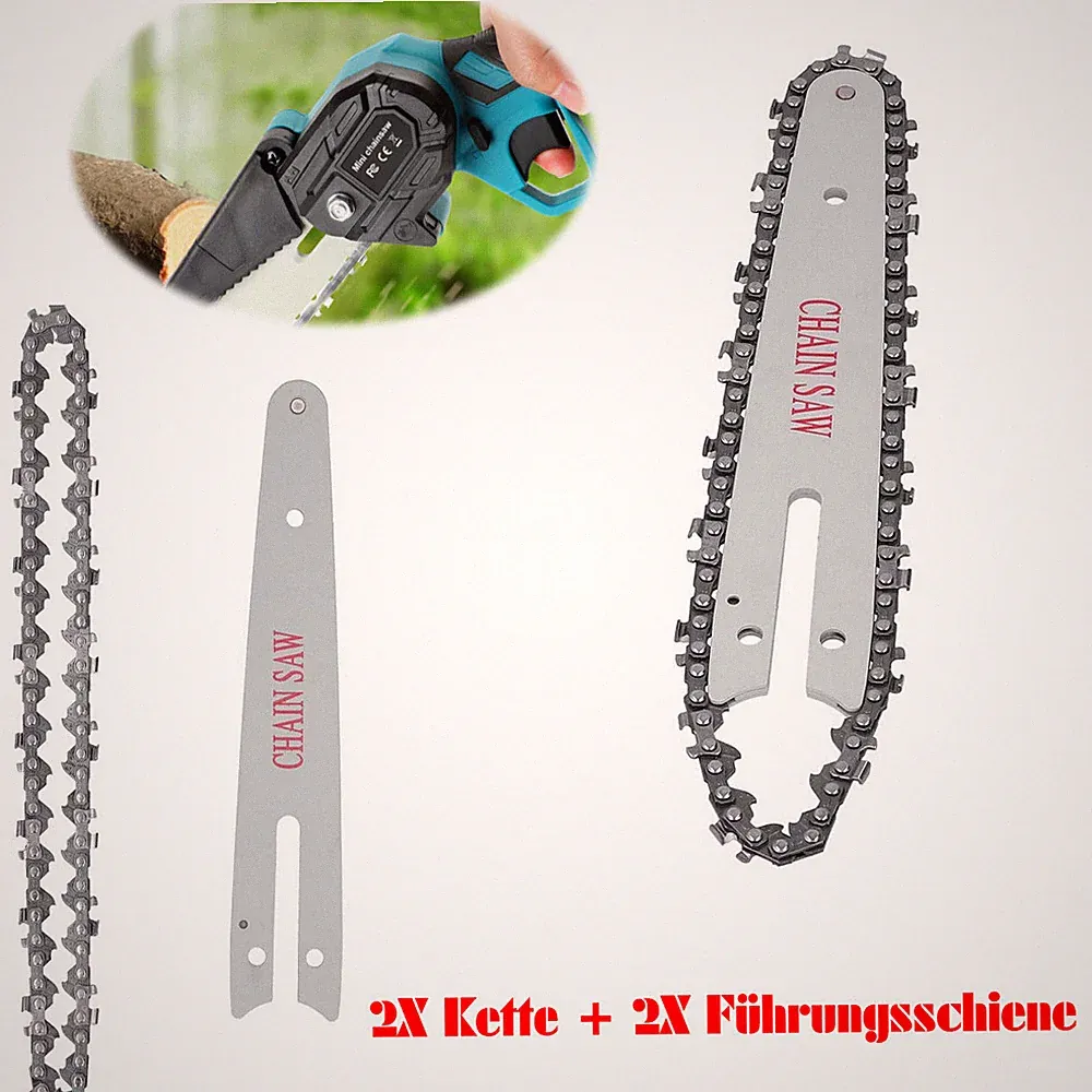 2X Kette Ersatzkette Sägekette + 2X Führungsschiene für 6 Zoll Akku-Kettensägen