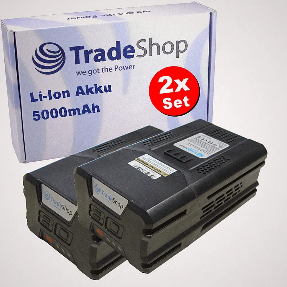 2x Li-Ion Akku 80V 5000mAh für Greenworks Kettensäge GD80CS50 - G80B4 / 2901307
