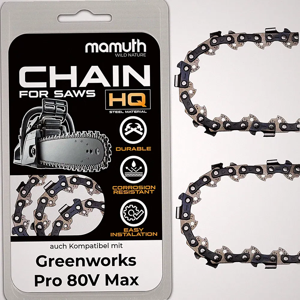 2x Sägekette 45cm 1,3mm 3/8" 62TG für Greenworks Pro 80V Max Akkukettensäge