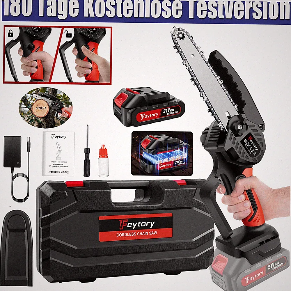 3000W PRO. 6 Zoll Akku-Kettensäge Motorsäge Elektro-Kettensäge Baumsäge +zubehör