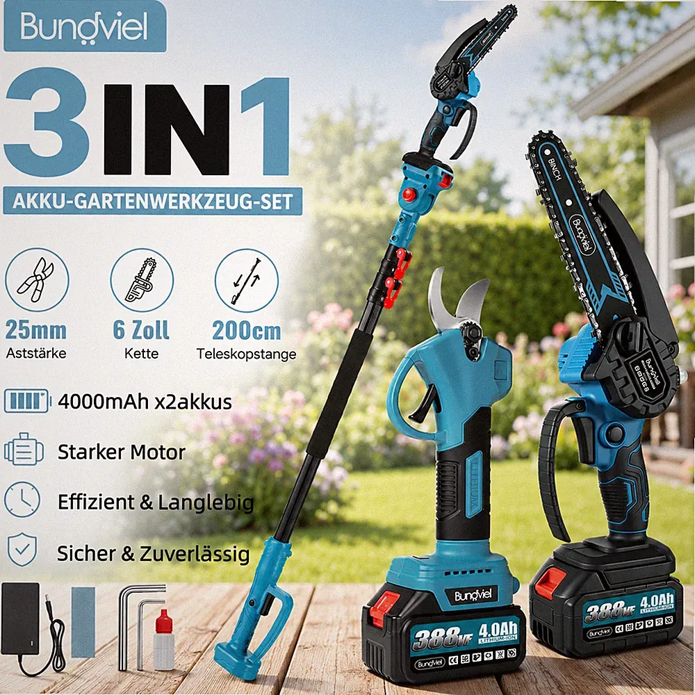 3IN1 Für Makita 21V Akku Astschere Gartenschere Teleskopisch Kettensäge Astsäge