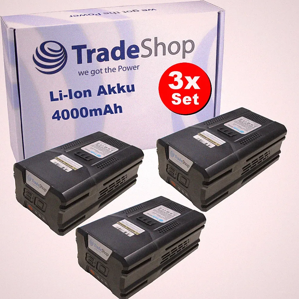 3x Li-Ion Akku 80V 4000mAh kompatibel mit Greenworks Kettensäge GD80CS50