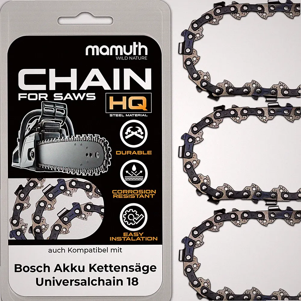 3x Sägekette 20cm 1,1mm 3/8" 33TG für Bosch Akku Kettensäge Universalchain