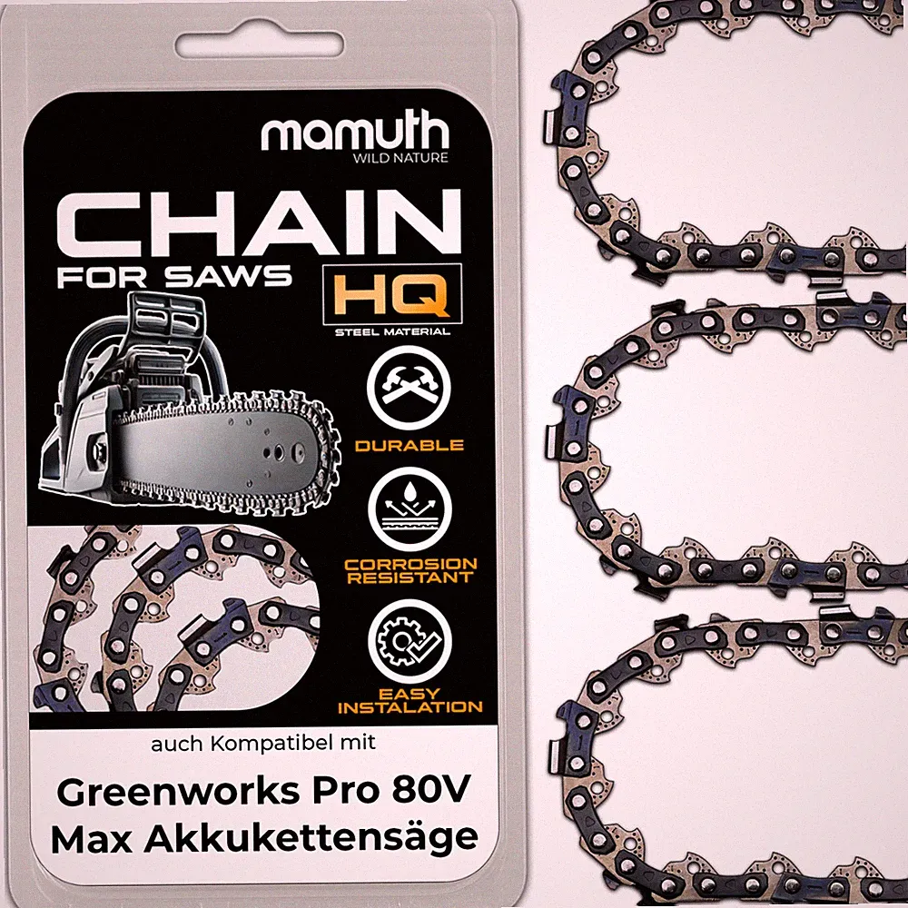 3x Sägekette 45cm 1,3mm 3/8" 62TG für Greenworks Pro 80V Max Akkukettensäge