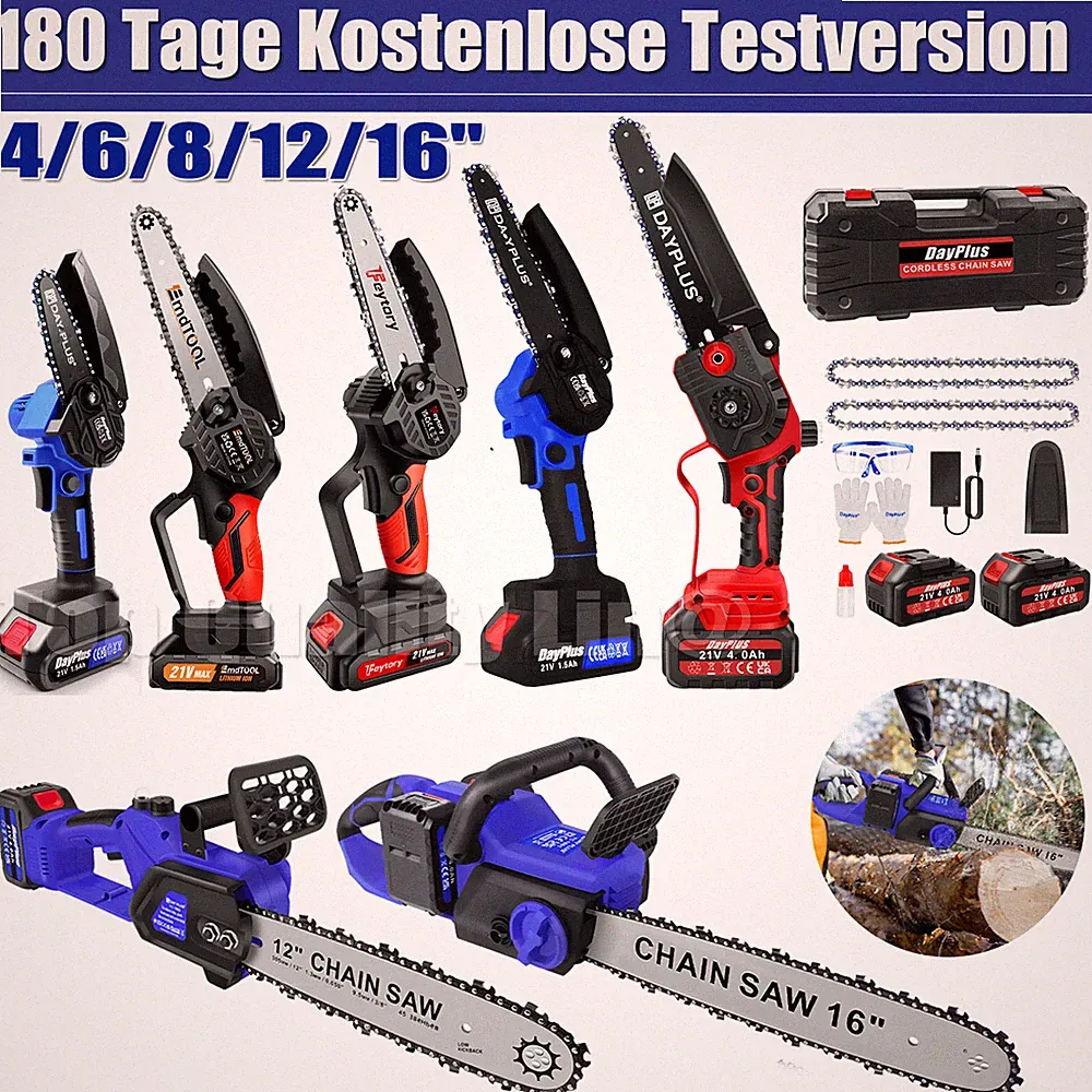 4-16”Profi Akku-Kettensäge starker Brushless Motor Schnittlänge Mit Akku zubehör