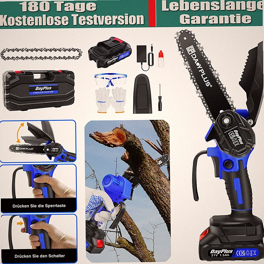 4000W Akku Kettensäge 6 Zoll Mini Elektro Kettensägen Handkettensäge Mit Akku