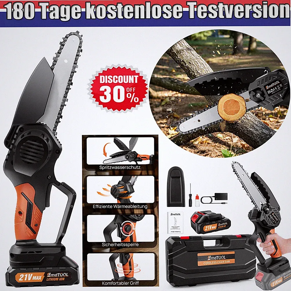 4000W PRO. 6 Zoll Akku-Kettensäge Motorsäge Elektro-Kettensäge Baumsäge +zubehör