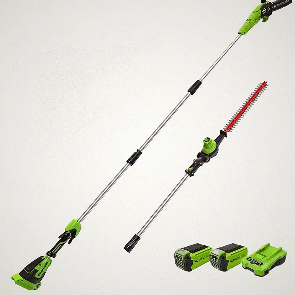 40V Akku Hochentaster und Heckenschere Greenworks G24PSHK2x mit (2)x2Ah Batterie