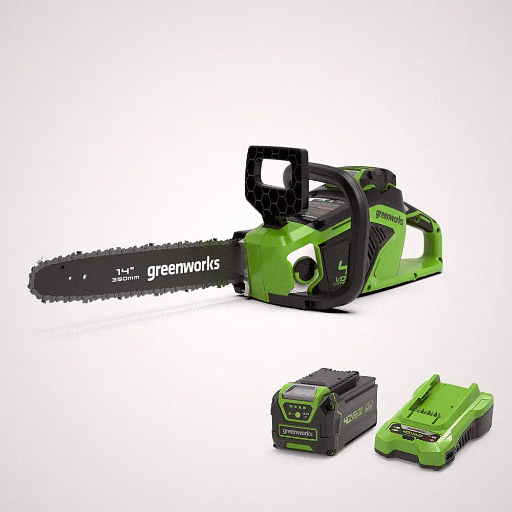 40V Akku Kettensäge 35cm Greenworks GD40CS15K4 mit 4Ah Batterie und Ladegerät