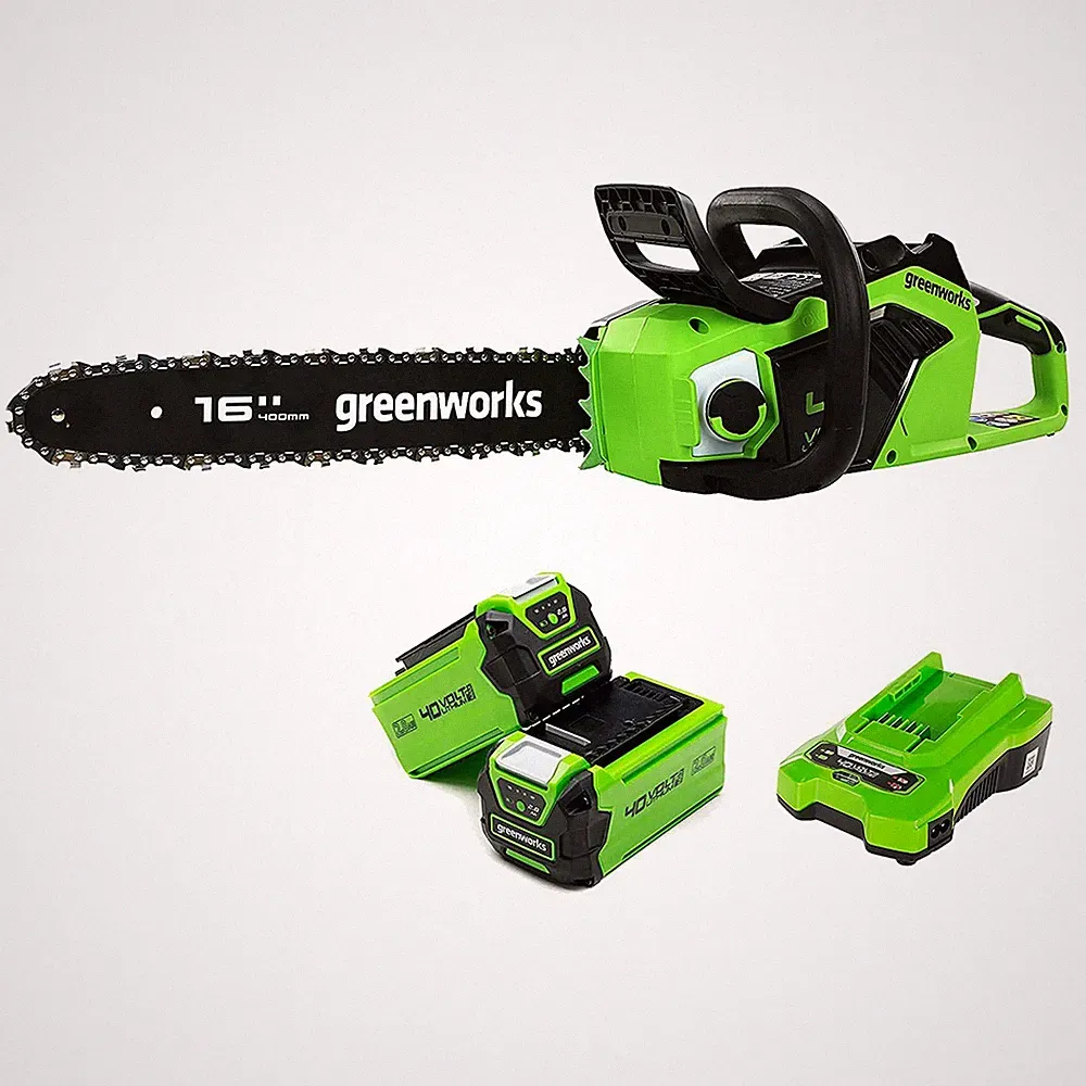 40V Akku Kettensäge 40cm Greenworks GD40CS18K2X mit 2x2Ah Batterie und Ladegerät