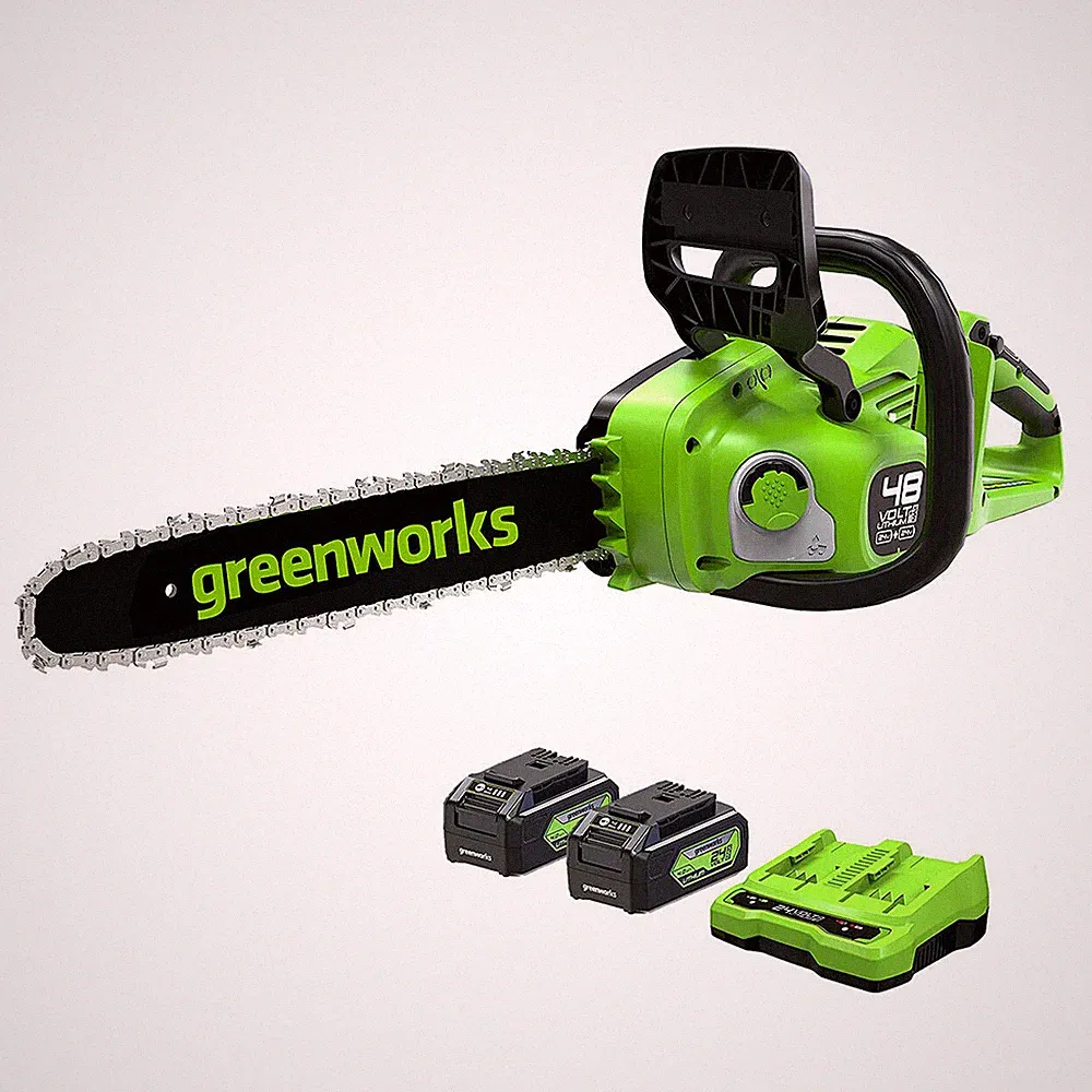 48V Akku Kettensäge 35cm 2x24V Greenworks GD24X2CS36K4x mit (2)x4Ah Batterie