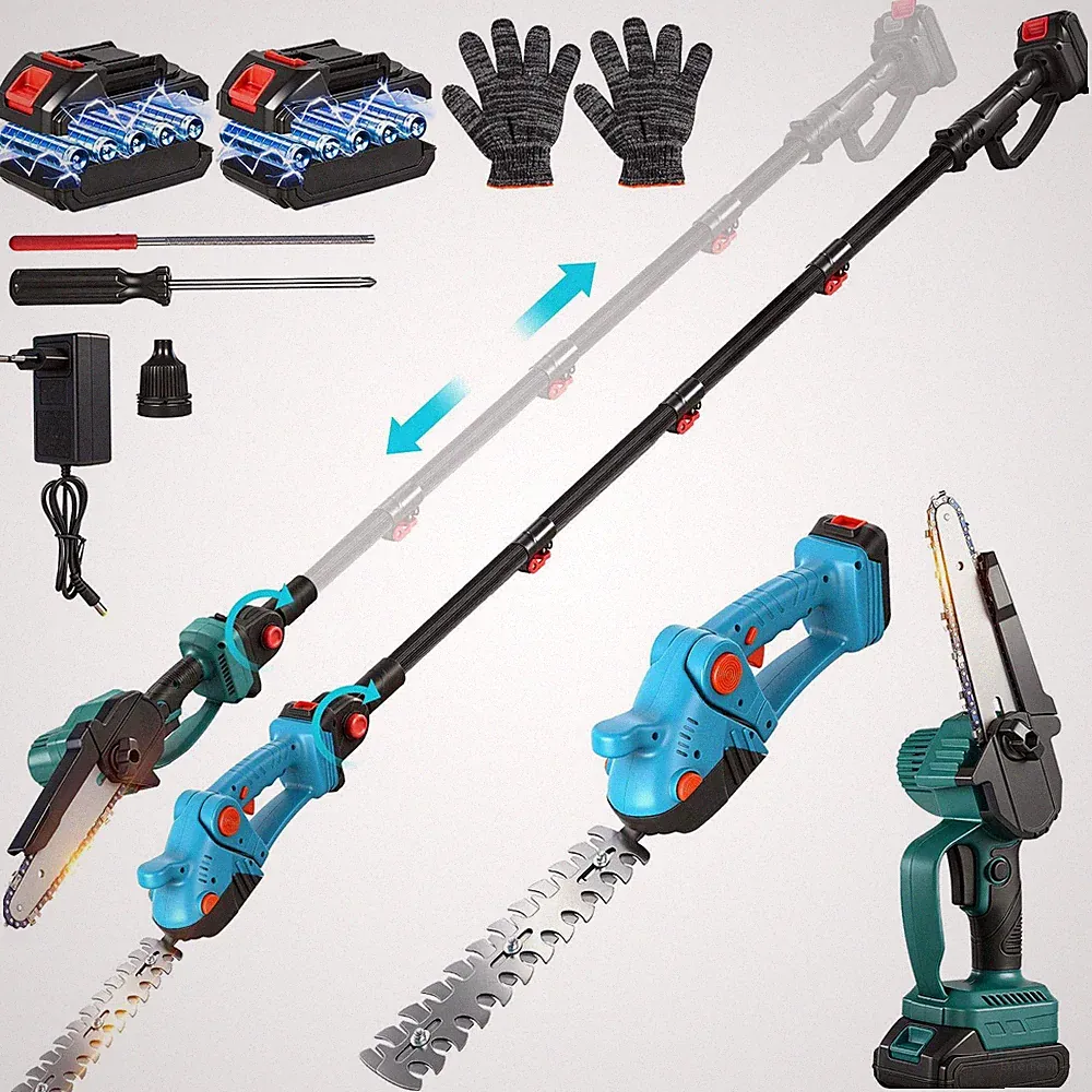 4IN1 21V Akku Kettensäge Elektrisch Teleskop Astsäge Hochentaster Für Makita 18V