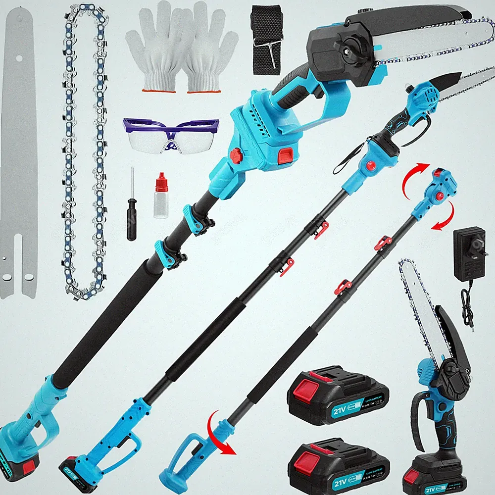 6/8" Akku Kettensäge Teleskop Hochentaster Gartenschere +2x Akkus Für Makita 21V