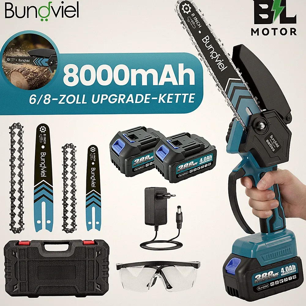 6+8 Zoll Akku Kettensäge Mini Elektro Kettensägen 2-in-1Kettensägen Bürstenloser