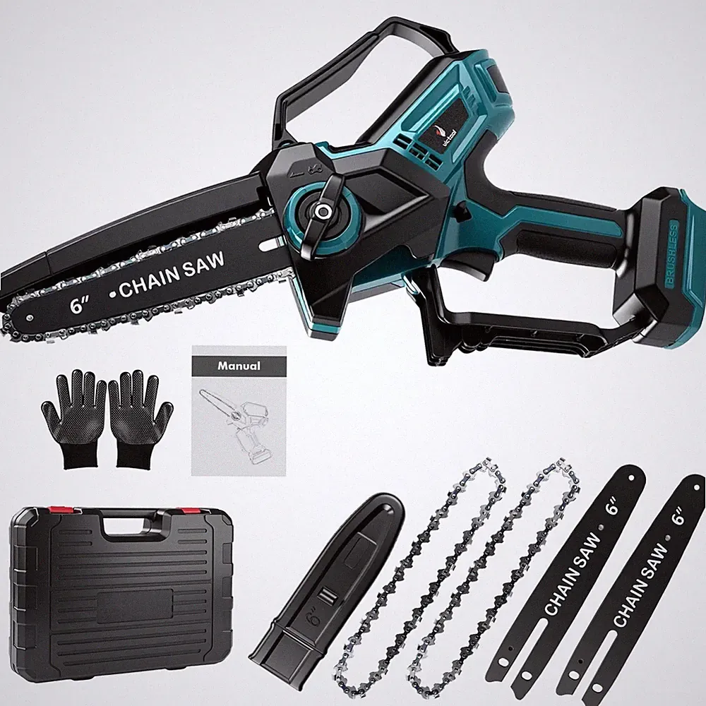 6" Akku Kettensäge Garten Astsäge f. Makita 18V | Bürstenlos 2x Kette 2x Schwert