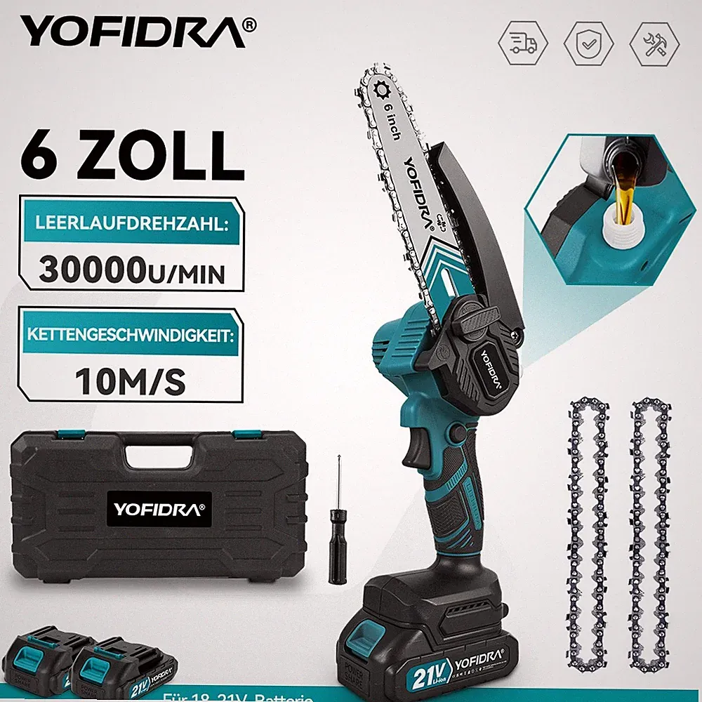 6 Zoll Akku Kettensäge Handkettensäge Einhandsäge Astsäge Mit 2 Akku Für Makita