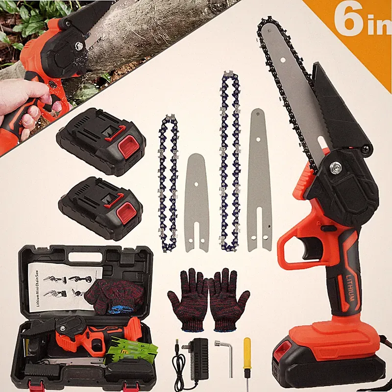 6 Zoll Akku Kettensäge Mini Elektro Kettensägen Handkettensäge Mit 2 Akkus 21V