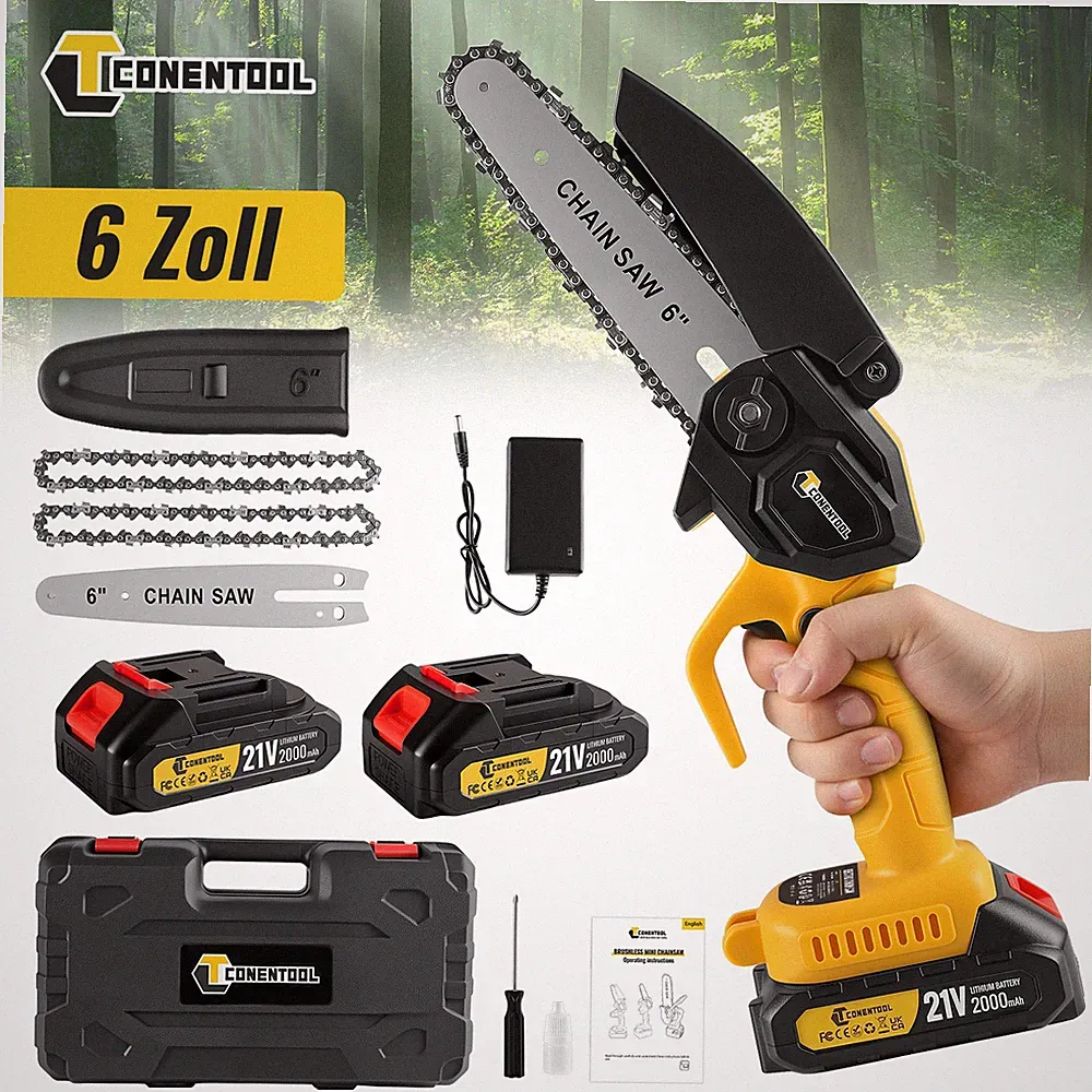 6 Zoll Akku Kettensäge Mini Elektro Kettensägen Handkettensäge Mit Akku & Koffer