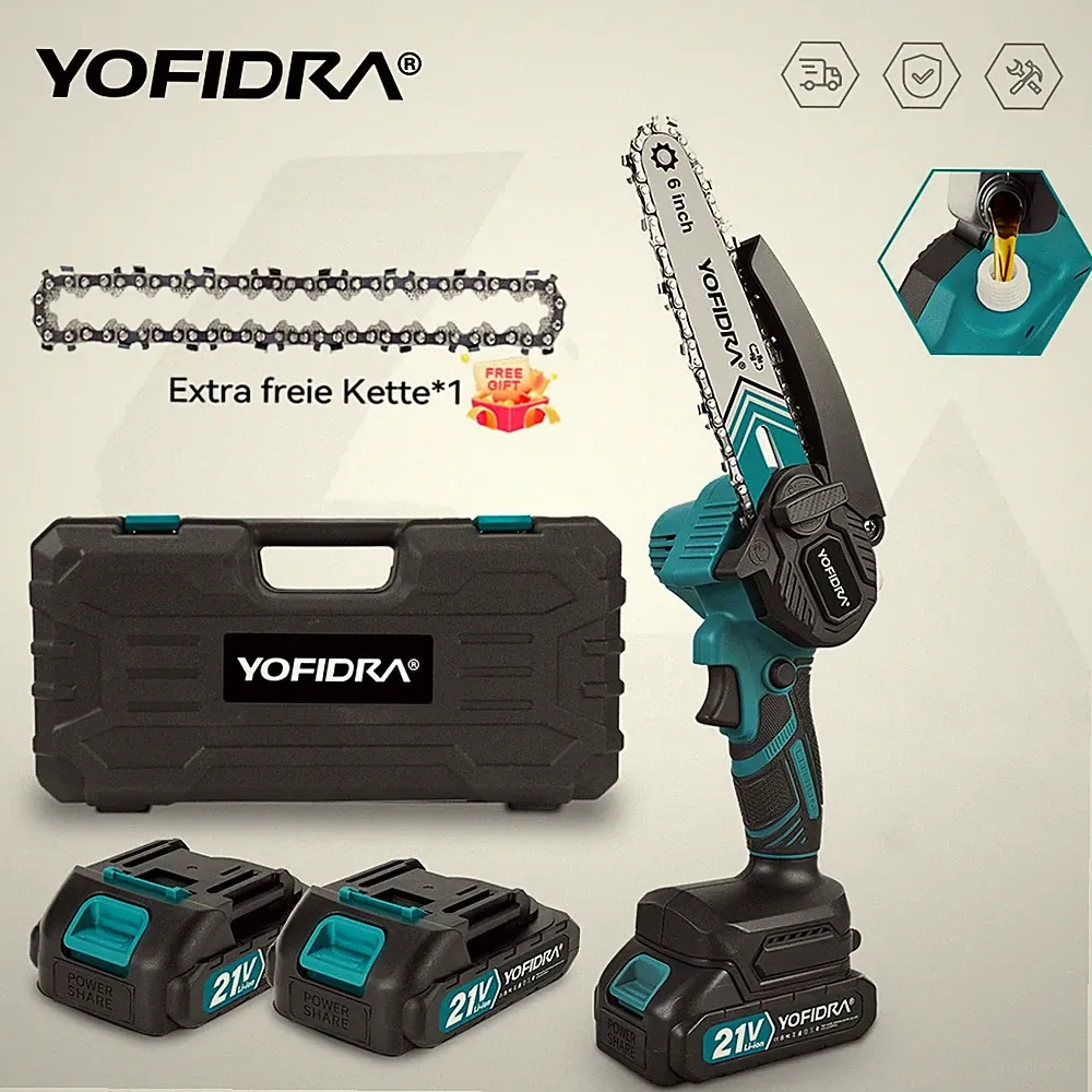 6 Zoll Für 18V Makita Akku Kettensäge 2000W Einhandsäge mit 2 Akkus &Koffer DE