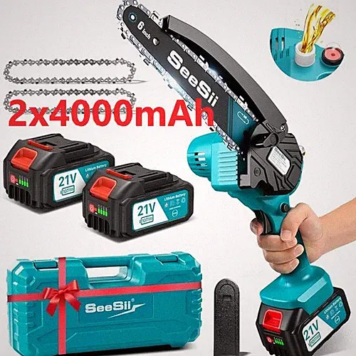 6 Zoll Kleine Akku-Elektrokettensäge Mini Einhandsäge Astsäge 21V Mit 2*4,0Akku