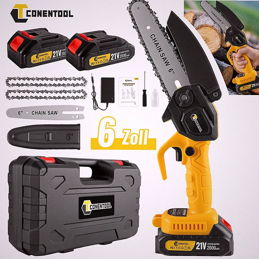 6 Zoll Mini Akku Kettensäge Elektro Kettensägen 21V Handkettensäge Mit Ketten DE