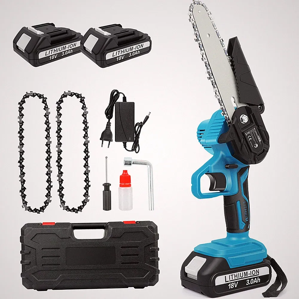 6 Zoll Mini Elektro Kettensäge w/ 2x 3Ah Akku Kabello Handkettensäge für makita