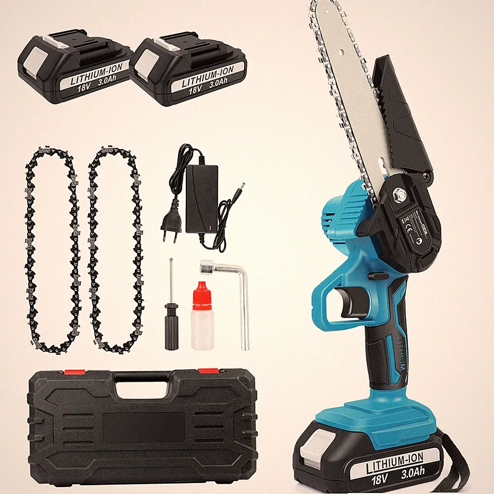 6 Zoll Mini Elektro Kettensäge w/ 2x 3Ah Akku Kabello Handkettensäge für makita