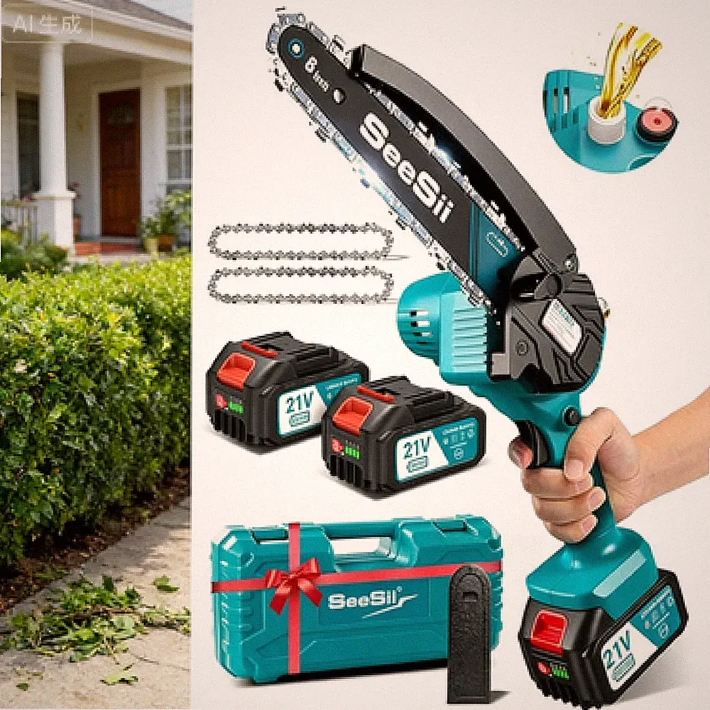 6 Zoll Mini Kettensäge Mini Kettensäge Handkettensäge mit 2 *4,0Ah Akku