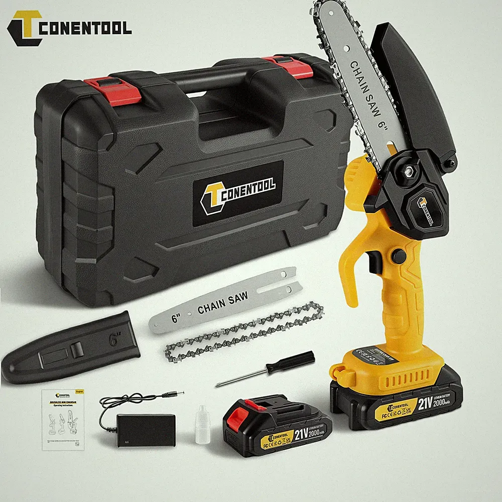 600W 21V Mini Akku Kettensäge Set 6 Zoll Einhandsäge Astsäge mit Akku & Zubehör