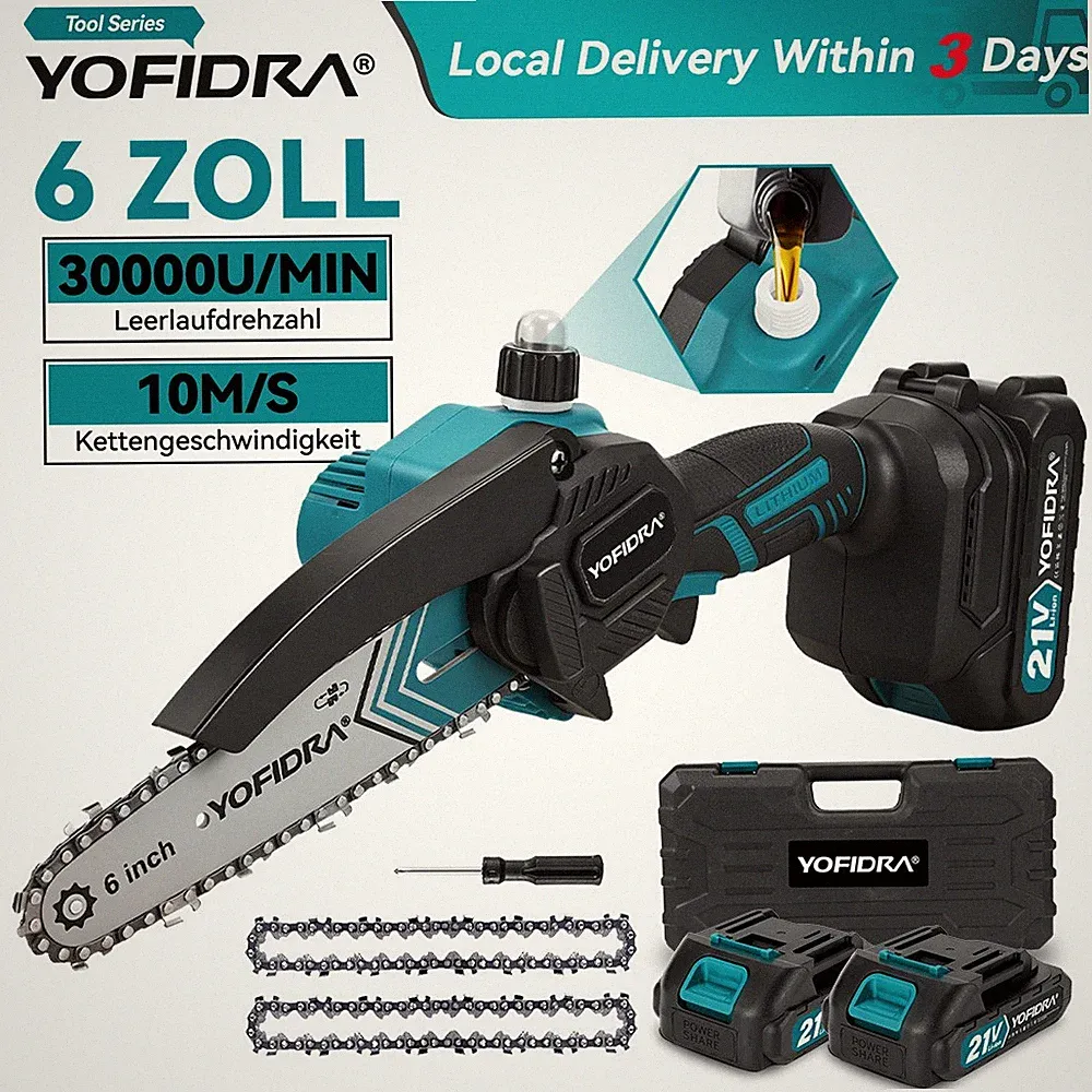 6Zoll Für Makita 18V Akku Kettensäge Elektro Einhandsäge Baumsäge Astkettensäge