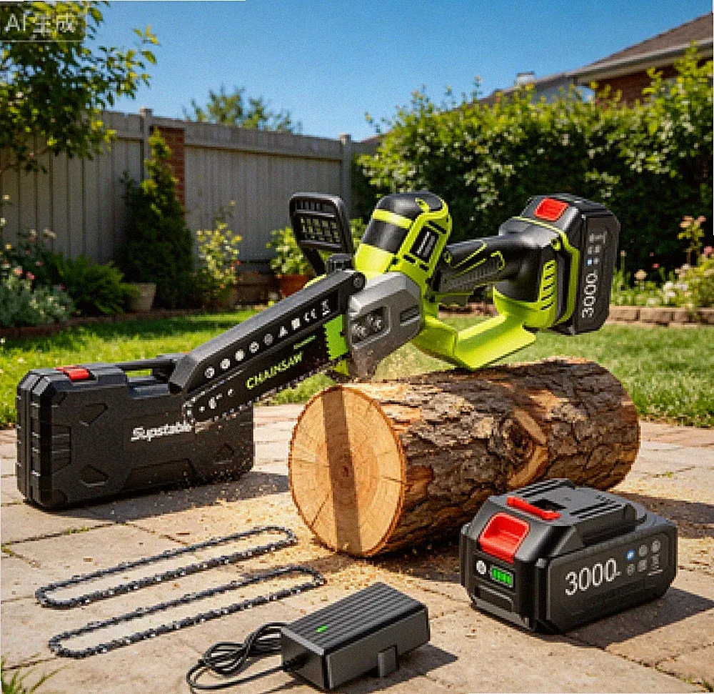 6Zoll Mini Akku Kettensäge 2Akkus automatische Ölung,Geschenk für Vater & Man