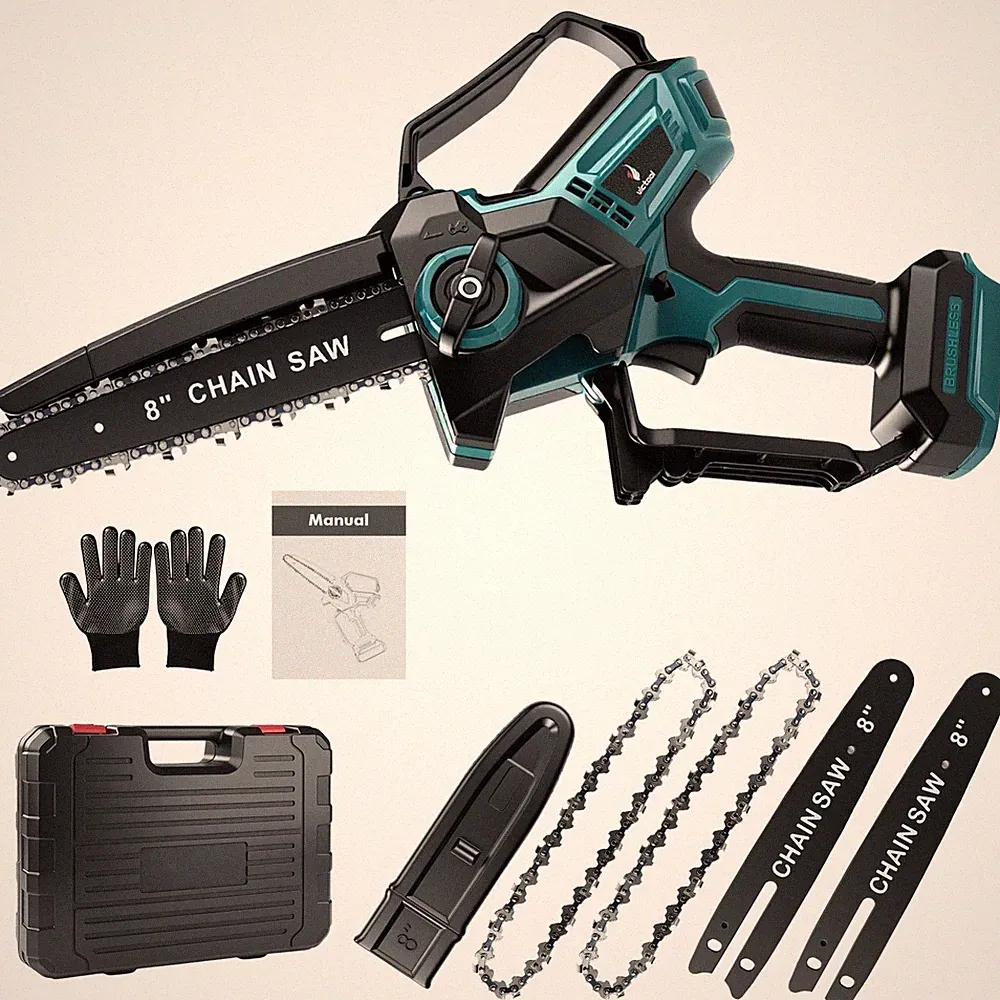 8" Akku Kettensäge Bürstenlos Gartenschere Holzsäge für Makita 18V Akku Koffer
