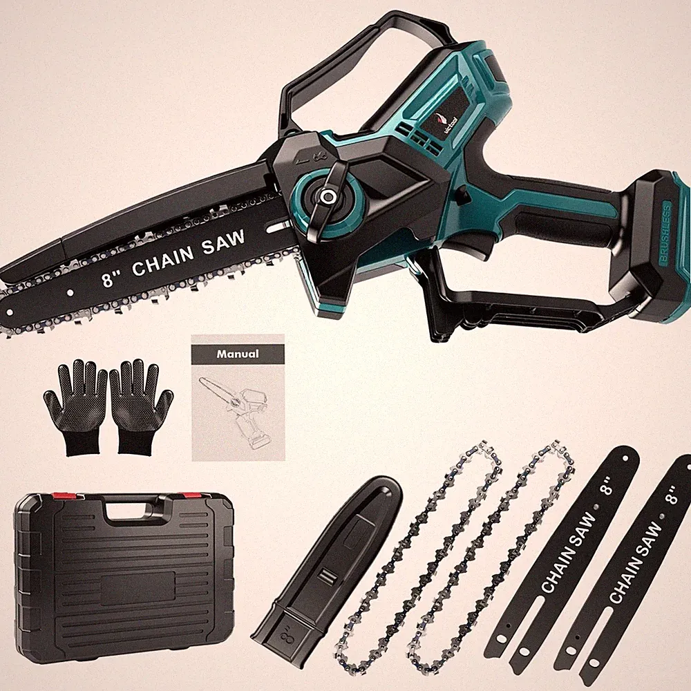 8" Akku Kettensäge Garten Astsäge f. Makita 18V | Bürstenlos 2x Kette 2x Schwert
