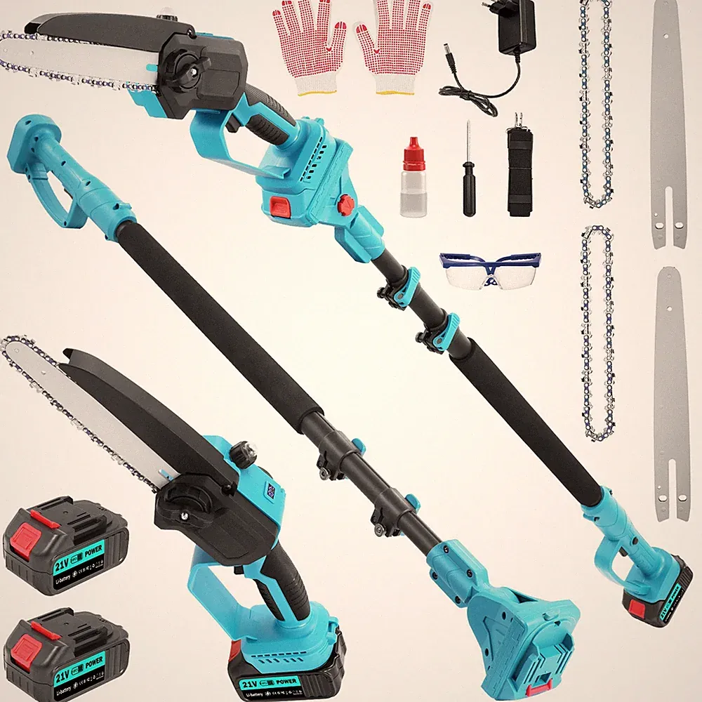 8" Akku Kettensäge Teleskop Hochentaster Gartenschere 2x Akkus Für Makita 21V