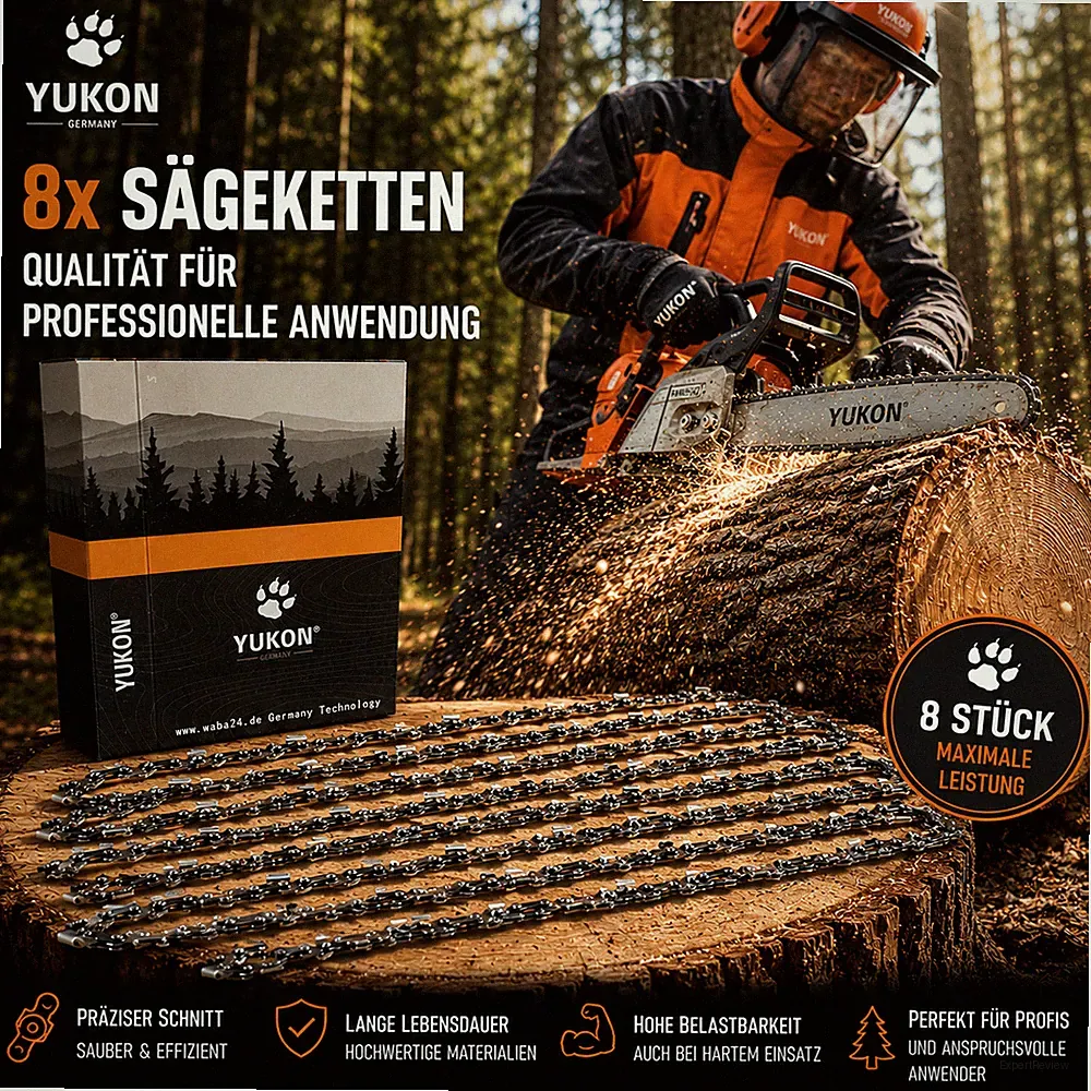 8 Sägeketten YUKON S kompatibel mit 30cm STIHL MSA190T MSA 190 T Akku 3/8P 1,3