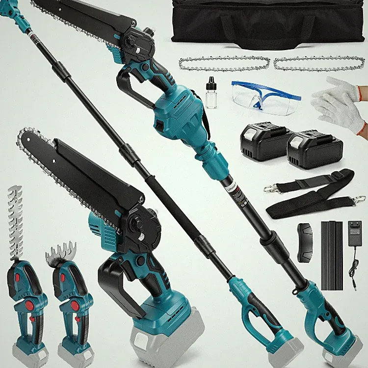 8 Zoll 6-in-1 Akku Teleskop Hochentaster Set mit Kettensäge 22cm Heckenschere