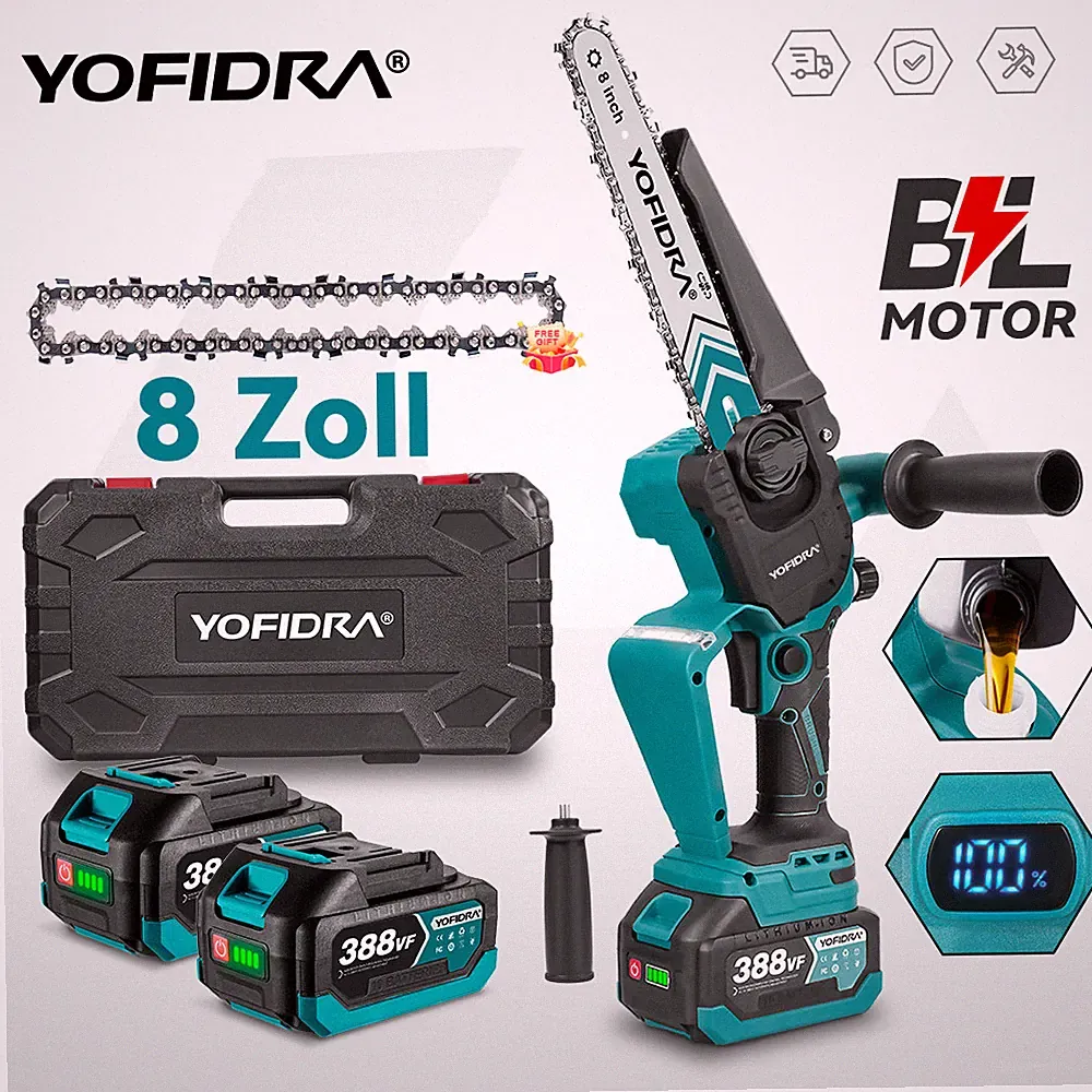 8 Zoll Akku Kettensäge 20cm Schnittlänge Bürstenloser Baumsäge Für Makita 18V
