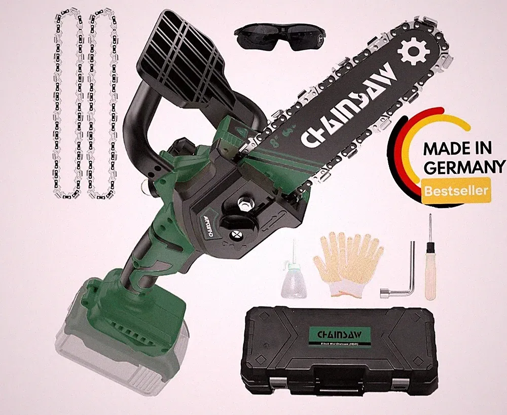 8 Zoll Akku-Kettensäge, bürstenlos, kompatibel mit Bosch PBA 18V Akku